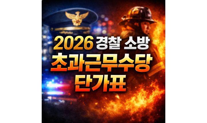 Read more about the article 2026 경찰 소방 초과근무수당 단가표 살펴보기